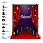 Laeacco фон для фотосъемки с изображением красной ковровой дорожки в голливудский горошек со звездами и блестками для детского дня рождения