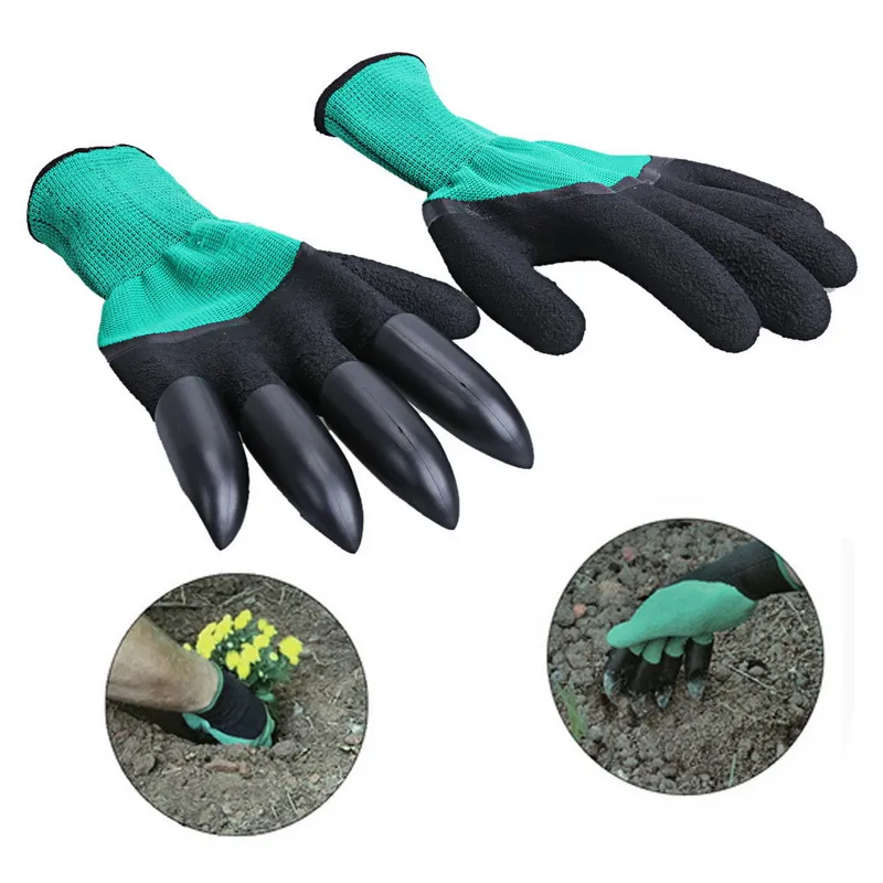 1 Pair Garden Gloves 4 ABS Plastic Genie Rubber With Claws Quick Easy to Dig and Plant For Digging Planting | Дом и сад