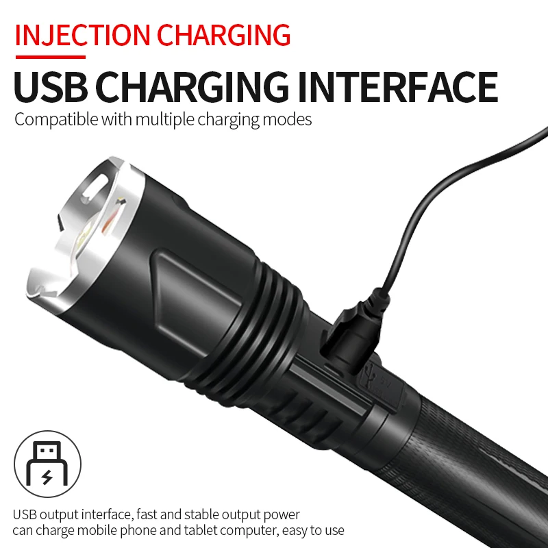 Comprar Potente Linterna Led XHP110 Con Batería 26650, Recargable Por USB, Superbrillante, Luz De Flash Táctica, Lámpara Con Zoom USB