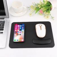 With Phone Wireless Charging Leather Wood Grain Waterproof Charger MousePad for Laptop Desk Portable Gaming Cute Mouse Pad