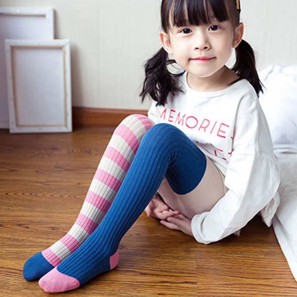 Новинка колготки для маленьких девочек Длинные асимметричные полосатые