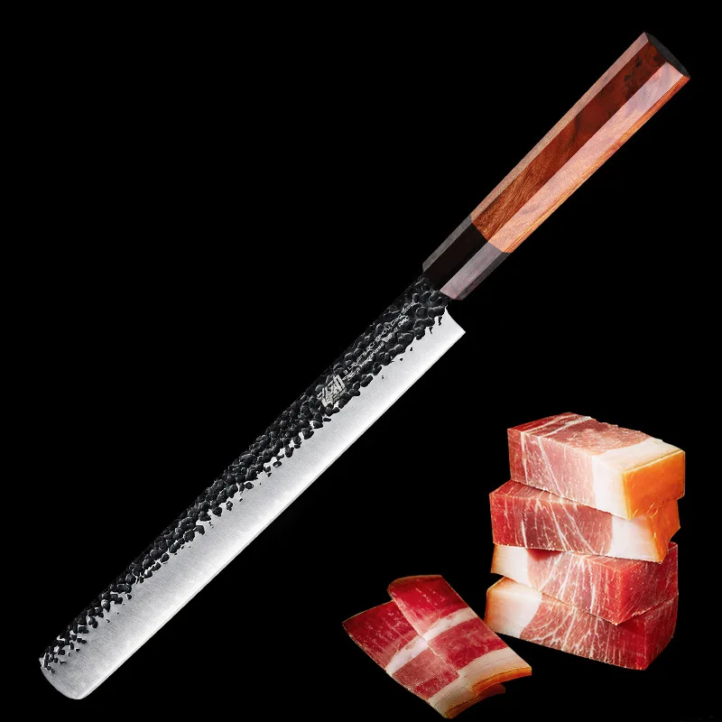 

12 Inch Salmon Slicer Damascus Knife 3 Layer 9CR18MOV Clad Steel Octagon Handle Brisket Ham Knives For Kitchen Slicing Filleting