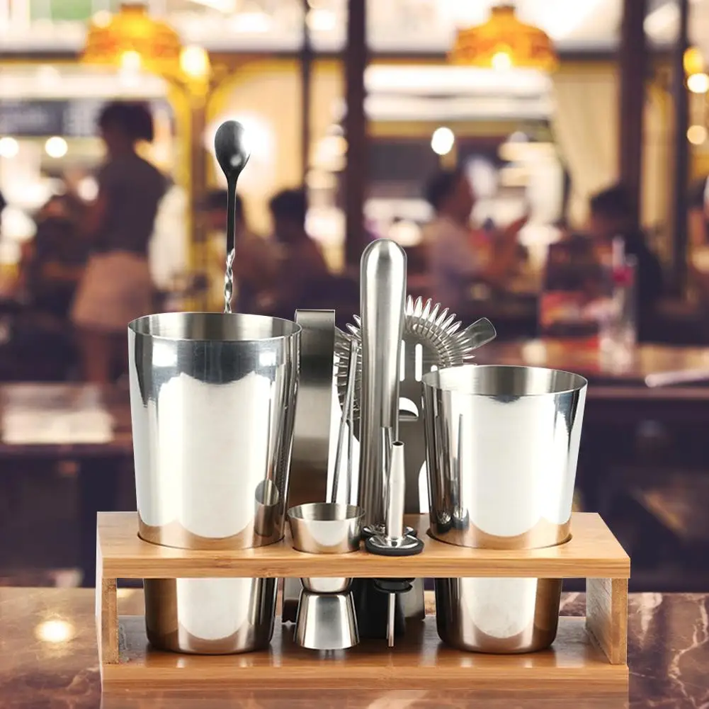 12 шт. набор барменов шейкер с деревянной подставкой инструмент для смешивания