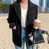 small suit jacket womens 2021 new autumn korean retro casual temperament simple and fashionable long sleeved suit jacket