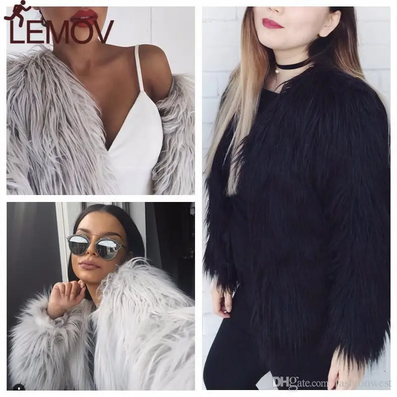 Пушистое меховое пальто для женщин пушистое теплое с длинным рукавом женская