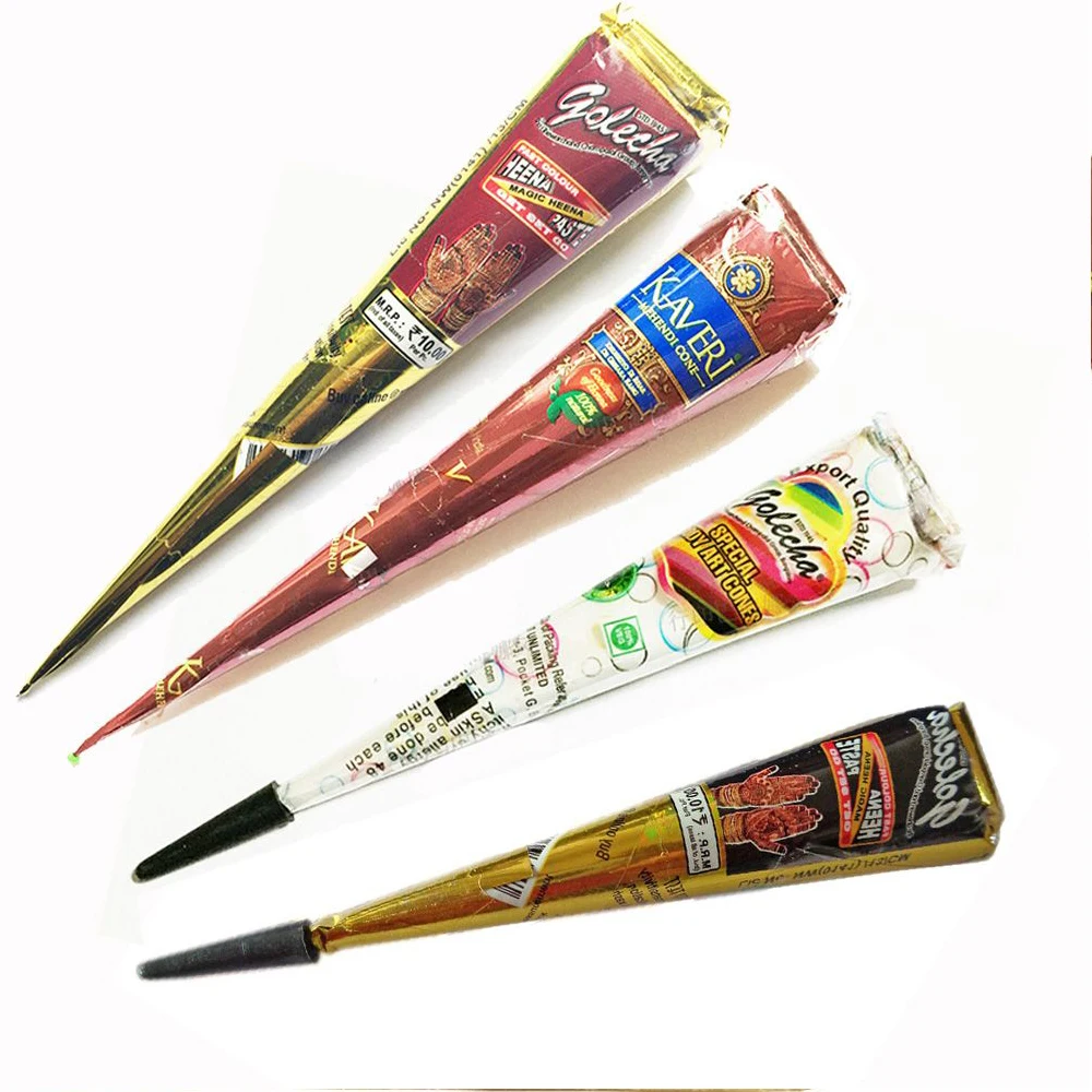 

New Henna Tattoo Paste Black White Brown Red Henna Cones Indian For Temporary Tattoo Sticker Body Paint Art Cream Cone Wholsale