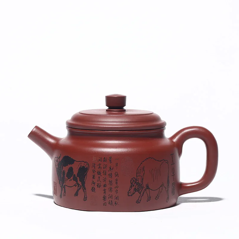 

Dahongpao teapot Yixing purple clay teapot master hand carved wuniudezhong Teapot Tea Set Gift