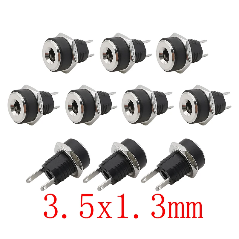 

10Pcs 3.5x1.3 mm DC Power Jack Socket Connector DC Female Panel Mount 2 leg Terminals Plug Adapter DC-022B