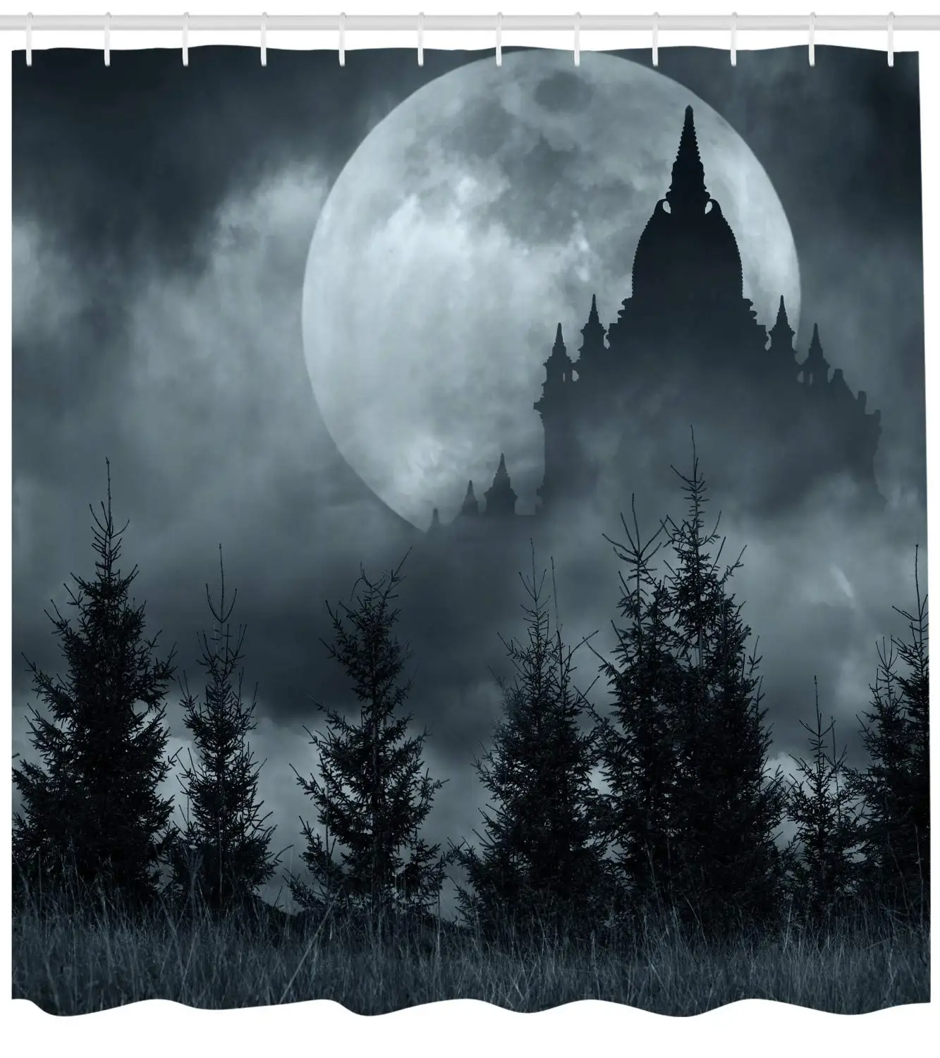 Душ Шторы поздно ночью таинственный замок полнолуние темные туманные леса