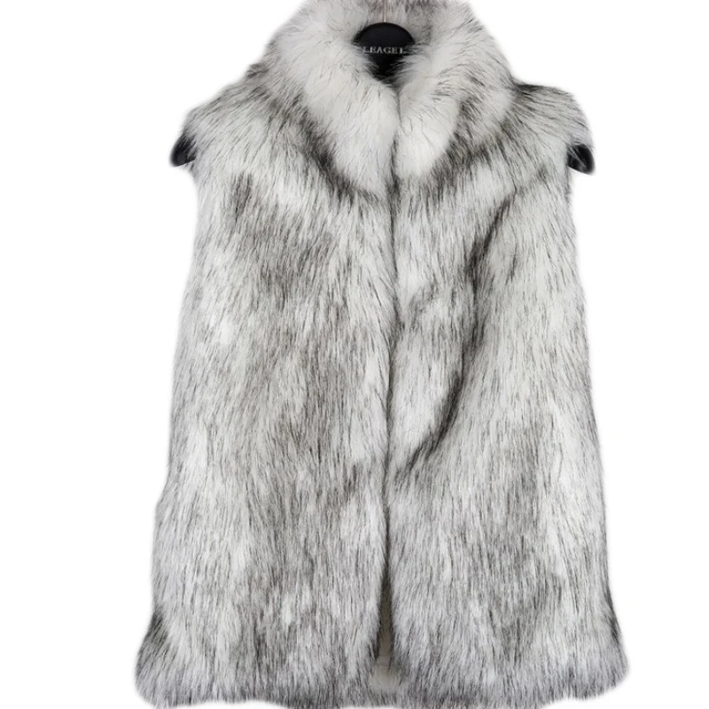 

GAMPORL Faux Fur Coat Autumn&winter Fluffy Sleeveless Waistcoat Fashion Ladies Stand-Up Collar Waistcoat Thick Soft Waistcoat