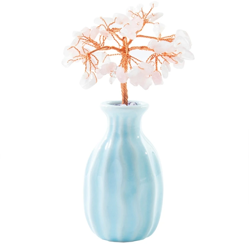 

2021Ceramic Vase Copper Wire Crystal Fortune Tree Desktop Ornaments Home Desk Elegant Exquisite Room Decor Household Bedroom