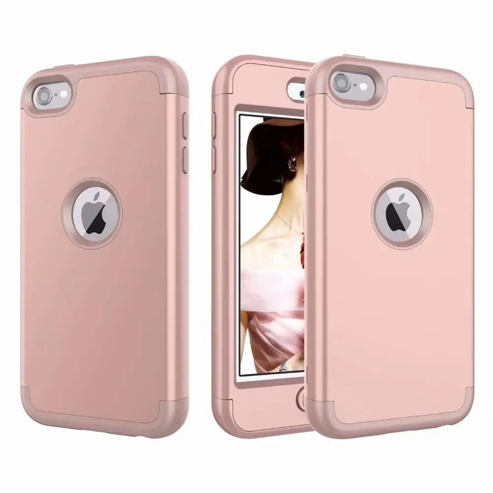 MAX-Q 3-в-1 противоударный чехол для задней панели чехол s For ipod touch 6 6th поколения Жесткий& Мягкий Резиновый Защитный Гибридный бронированный чехол Крышка - Цвет: rose gold