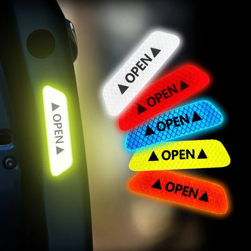 4 шт./компл. наклейки на дверь машины DIY автомобиль открытый светоотражающий скотч