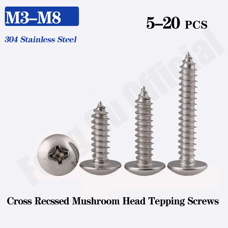 

TA M3 M4 M5 M6 304 Stainless steel Phillips Truss Head Cross Recessed Mushroom Self Tapping Screws Wood