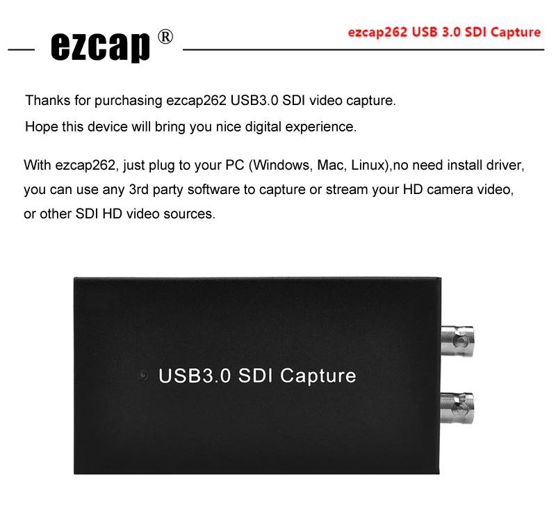 Новинка! SDI к USB 3,0 карта видеозахвата HD видео рекордер коробка 1080P 60FPS устройство записи игры для MAC Windows прямая потоковая передача