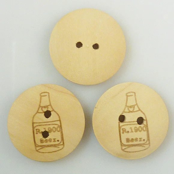 

50PCS 20MM Bottle painting wooden carving buttons coat boots sewing clothes accessories MCB-563