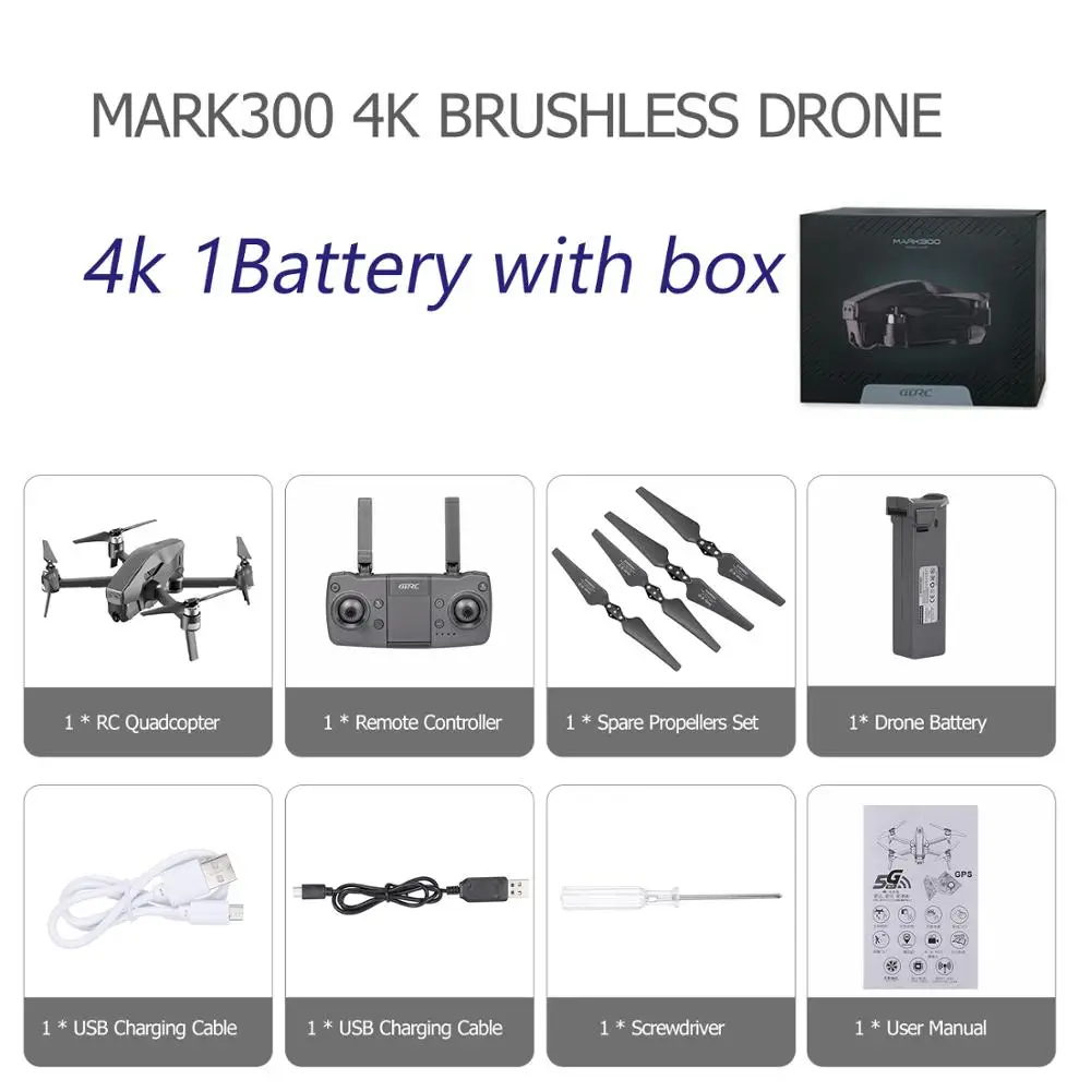 4K 1B with Box Gps Радиоуправляемый Дрон с камерой 4K 5G Wifi оптический поток позиционирования управление жестом 25 мин Flighting бесщеточный Радиоуправляемый квадрокоптер MARK300 - Цвет: 4K 1B with Box