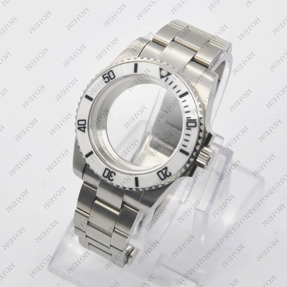 Неитон 40мм Черный корпус с покрытием PVD Сапфировое стекло Подходит для механизмов ETA2836 NH35/36 Минжу DG2813/5833 Мийота 8215/8205 Задняя прозрачность