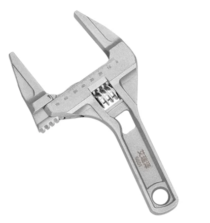 

Double Head Multifunctional Short Handle Universal Wrench Large Opening Bathroom Wrench Adjustable Aluminum Alloy Repair Tool