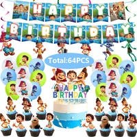 10people happy birthday party decorations disposable tableawre plates cups baby shower party supplies balloons cake topper