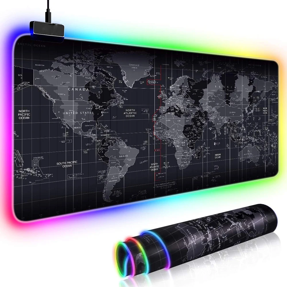 RGB игровая мышь XXL карта мира коврик клавиатура Коврик Led подсветка большой коврик для мыши геймерский компьютер большой коврик для мыши RGB Mause коврик Настольный коврик