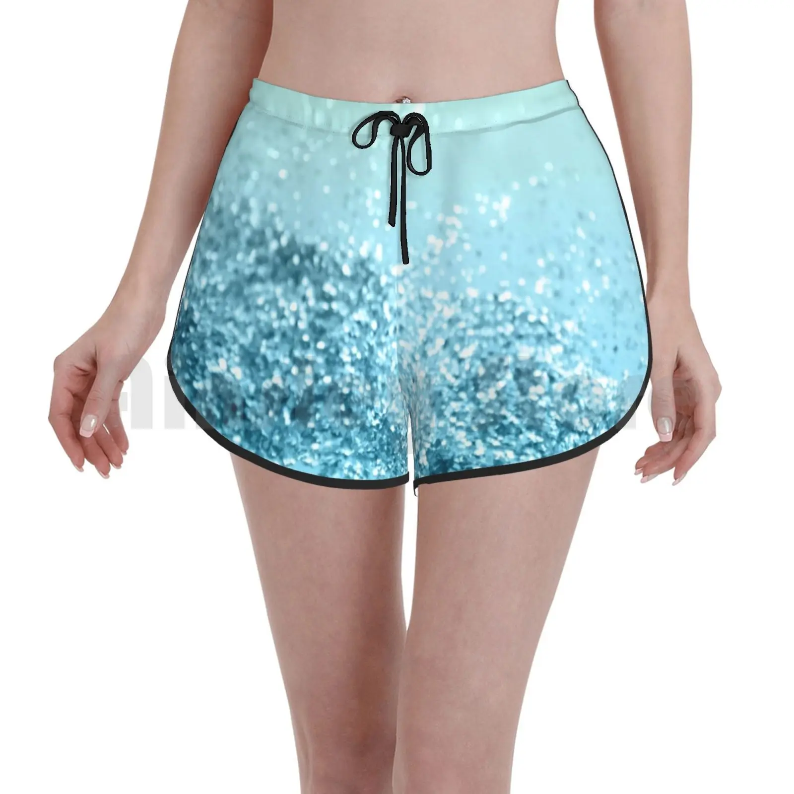 

Seafoam Aqua Ocean Mermaid Girls Glitter #3 #shiny #decor #art Swim Shorts Women Beach Shorts Color Digital Manipulation