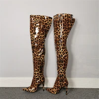 dovereiss fashion womens shoes winter pointed toe sexy zipper new leopard print over the knee boots stilettos heels 35 47