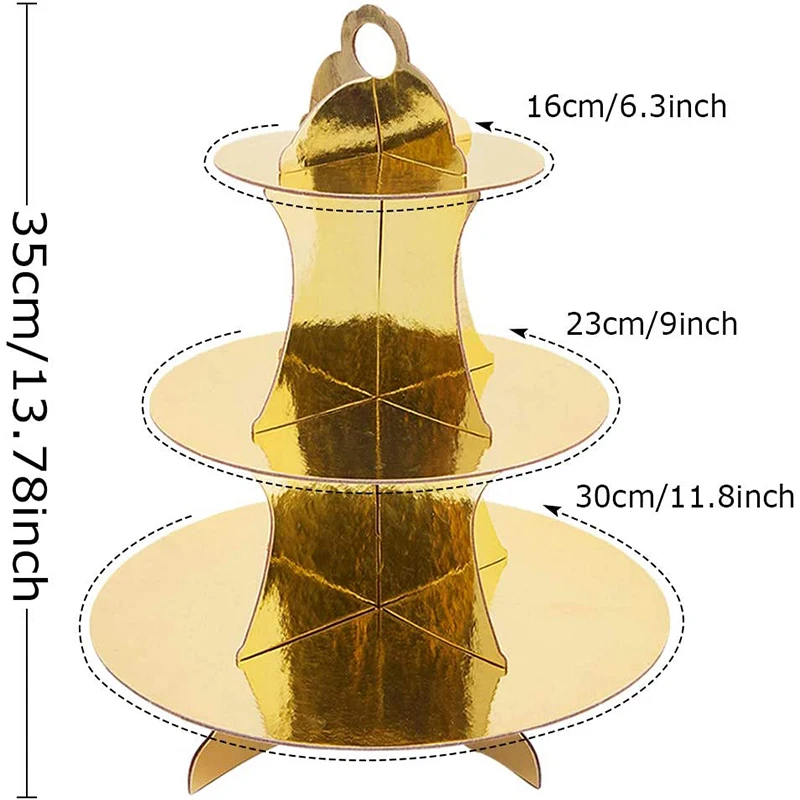 Золотая подставка для торта 3 яруса картонная еда искусственное украшение