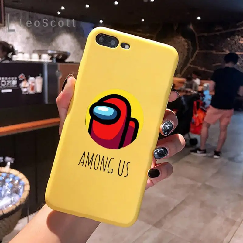 

hot game among us Phone Case Yellow Candy Color for iPhone 6 7 8 11 12 s mini pro X XS XR MAX Plus