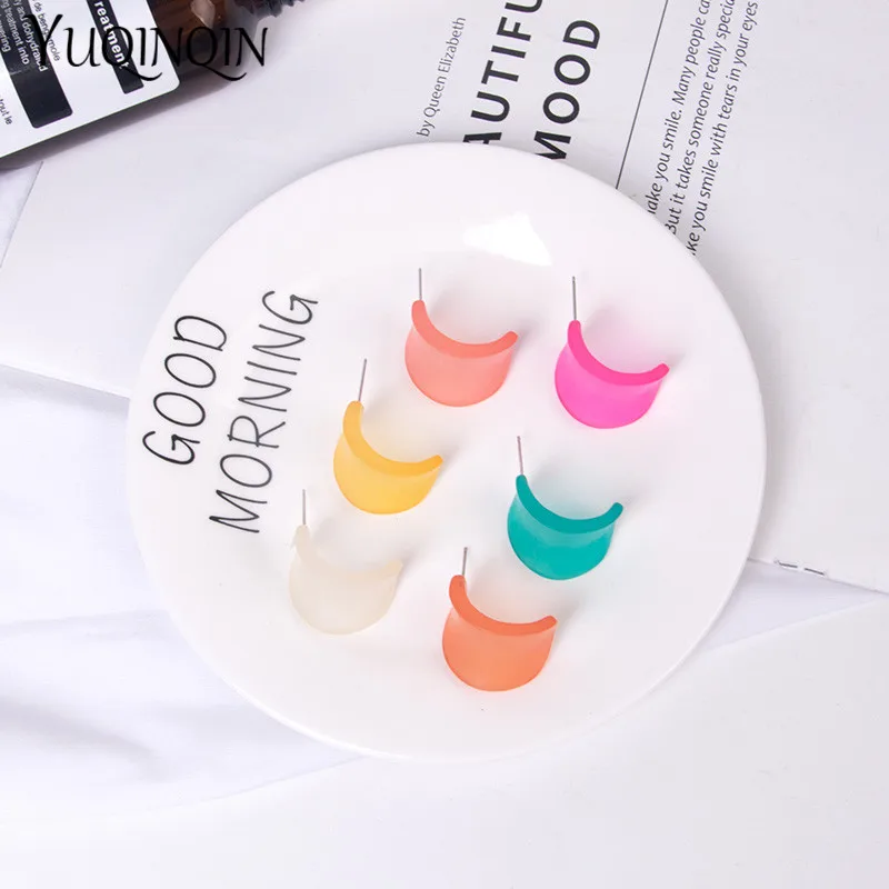 Женские акриловые серьги разноцветные корейские большие массивные ювелирные