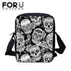 Винтажные маленькие женские сумки-мессенджеры FORUDESIGNS в стиле стрейч на молнии для женщин, черные готические сумки, повседневные дорожные сумки для девочек-подростков