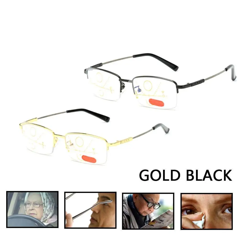 Универсальный зум очки для чтения прогрессивные мульти фокус анти синий луч Часы