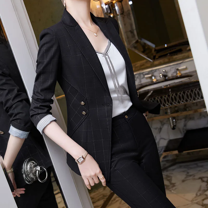 Lenshin высококачественный костюм ярких цветов из 2 предметов для женщин деловая