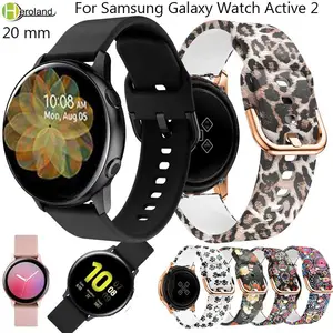 Ремешок силиконовый active2 с принтом для Samsung Galaxy watch active 2 40 мм 44 мм, браслет для Garmin Move Style, 20 мм