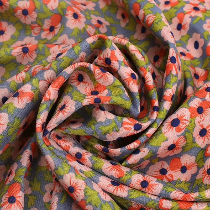 Шифоновая ткань длиной 45*150 см с принтом в пасторальном стиле | Ткани