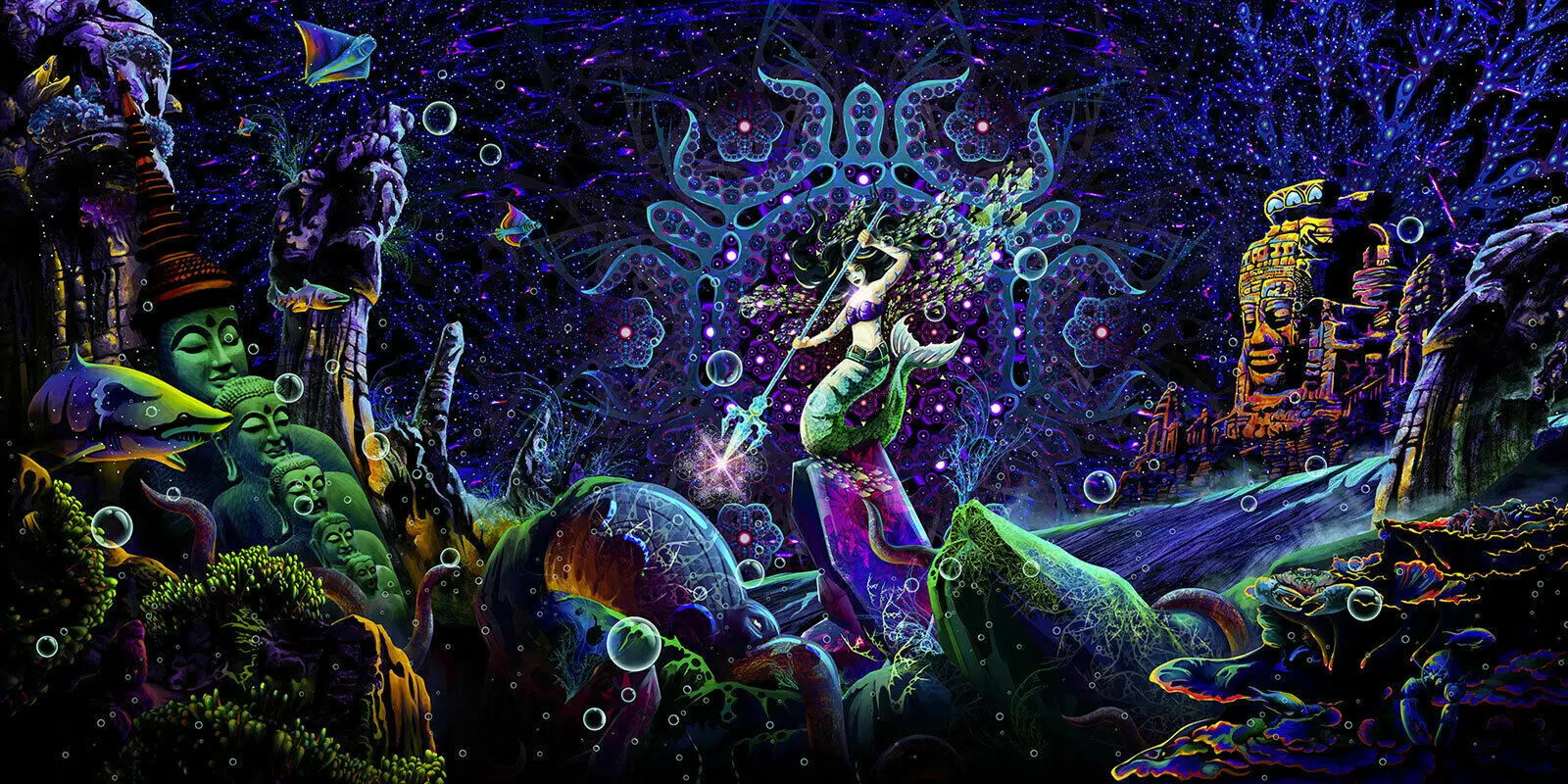 

Backdrop Fluorescent Glow Tapestry Psychedelic Art Banner Psy Wall Hanging