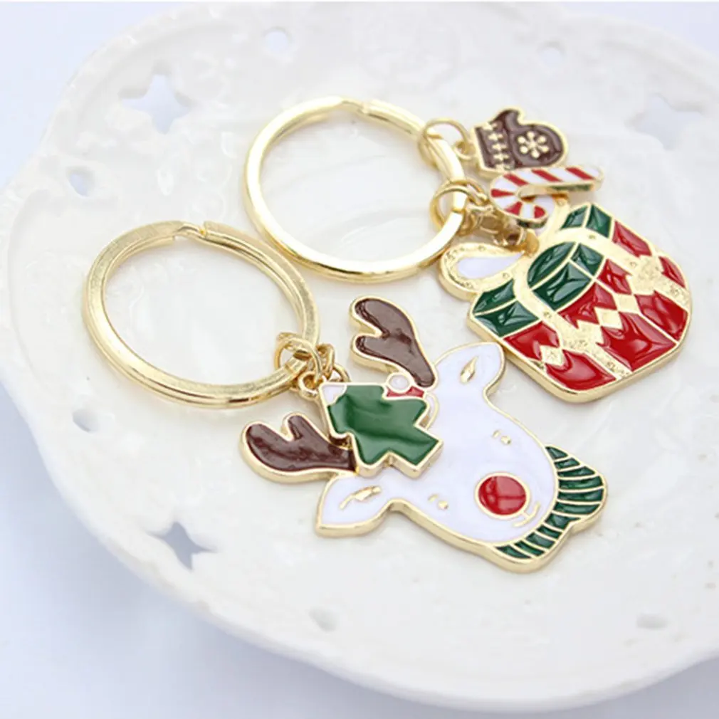 Модные брелки с Санта-Клаусом милые рождественской елкой хрустальные ювелирные