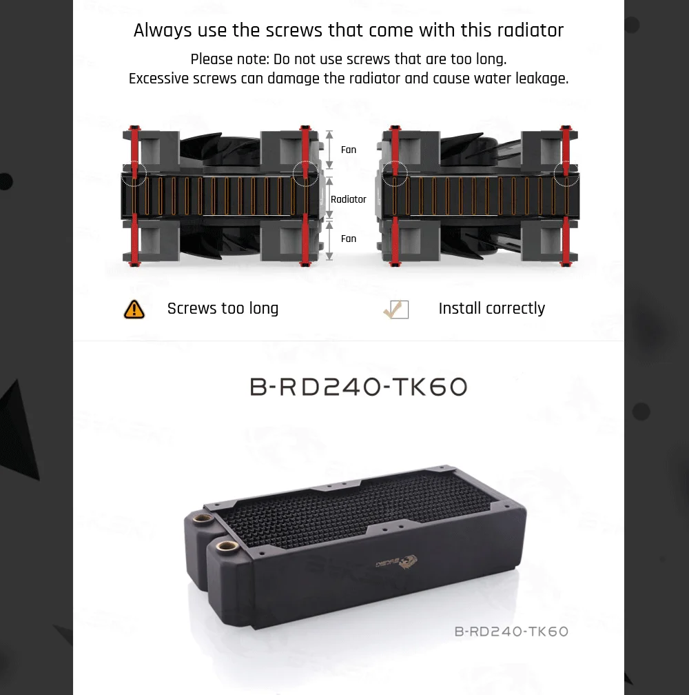 Bykski B-RD240-TK60, 240 мм трехрядные радиаторы, 60 мм толщина, стандартные радиаторы водяного охлаждения, подходит для вентиляторов 120*120 мм