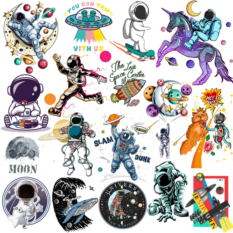 

Astronaut Unicorn Space Applique Iron-On Transfers For Clothing Planet Patches On Clothes Vinyl Heat Transfer Thermal Stickers