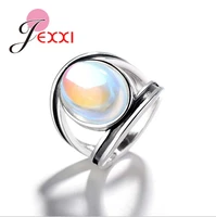 top sale factory cheap statement rings 925 sterling silver anniversary party ring female big oval stone bangue
