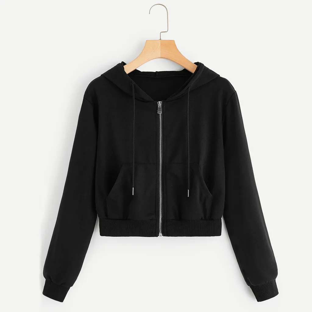 Women Casual Hoodie Solid Long Sleeve Zipper Pocket Shirt Hooded Sweatshirt Tops Streetwear Women Oversized Hoodies Sudaderas