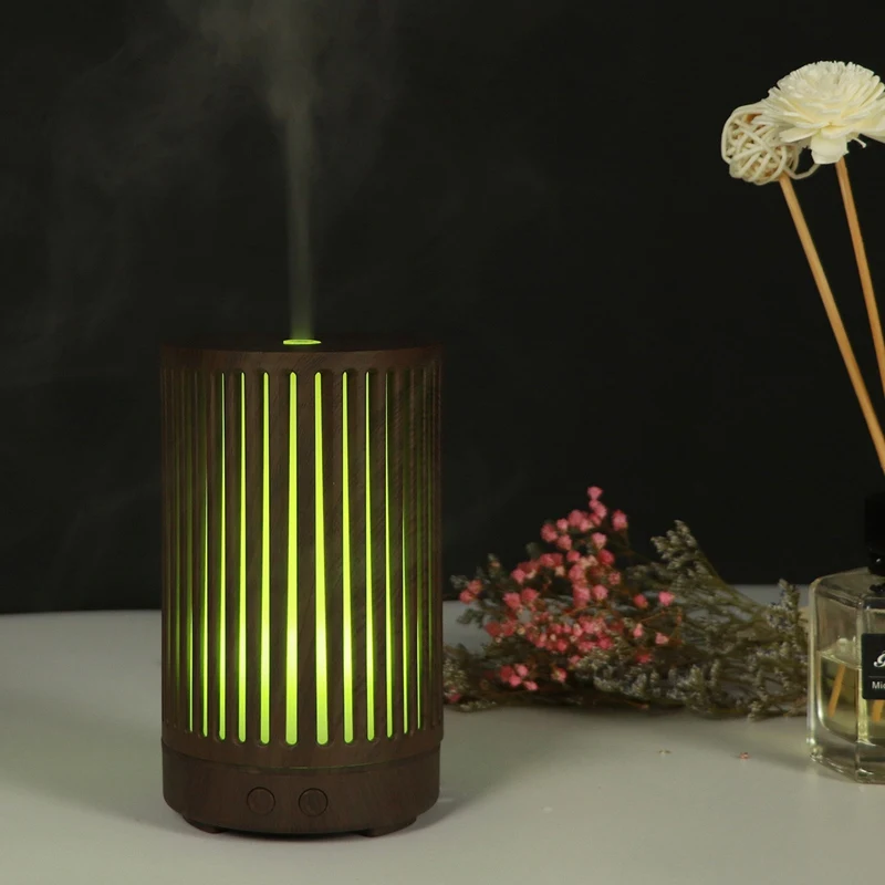 

Hollow Wood Grain Air Fragrance Machine Colorful Aroma Diffuser Window Humidifier US Plug