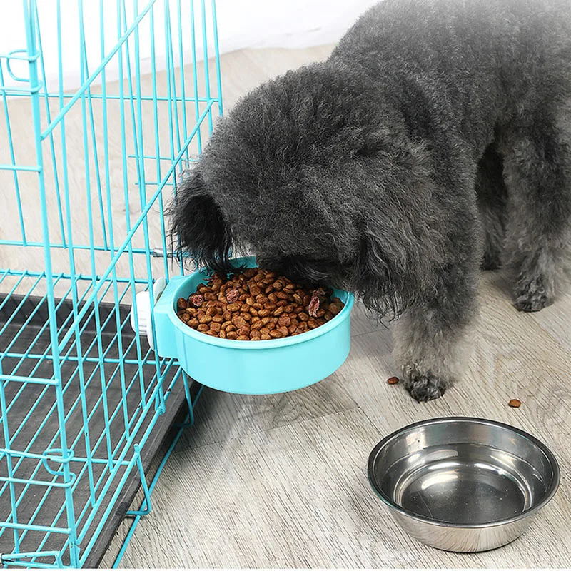 T висячая миска для собак может зафиксировать клетку 2 в 1 из нержавеющей стали