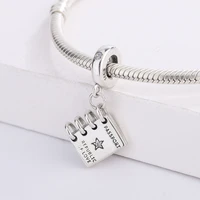925 sterling silver star zircon book charms love note dangle pendant charm bracelet diy jewelry making for pandora