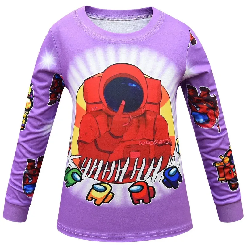 

2021 New Game Among Us Spring Autumn Children Pajamas for Girls Teen Clothing Set Boys Tops+Pants Pyjamas Kids Clothes 4-14Y