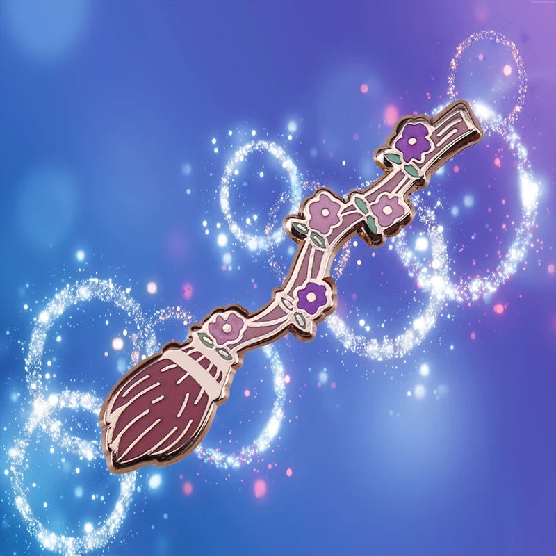 Волшебная ведьма бромпад эмалированная булавка с розовыми цветами волшебный