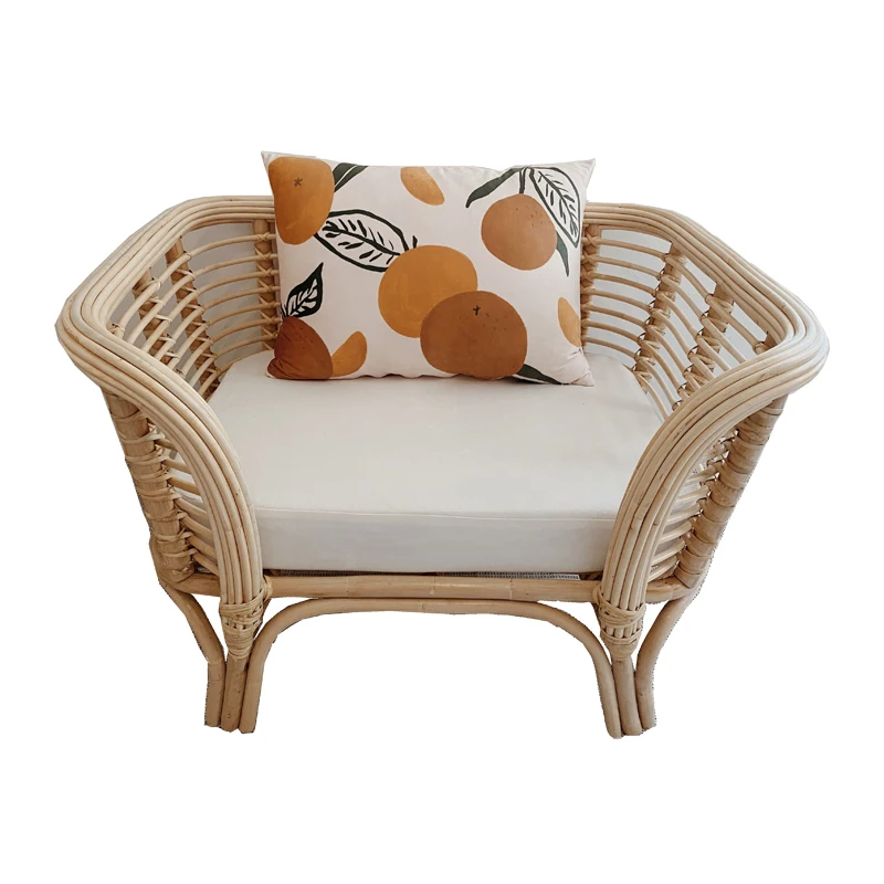 

zq Nordic Ins Handmade Vine Woven Couch Bamboo Rattan Single Woven Rattan Chair Small Sofa Combination