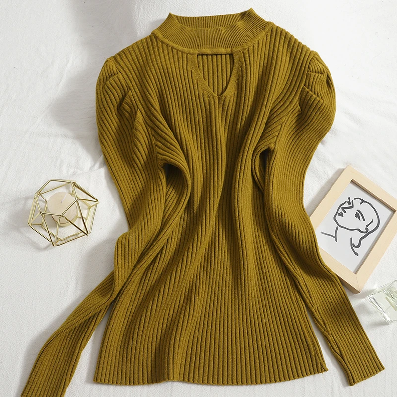 Женский трикотажный свитер с длинным рукавом, Осень-зима 2021 | Женская одежда | АлиЭкспресс