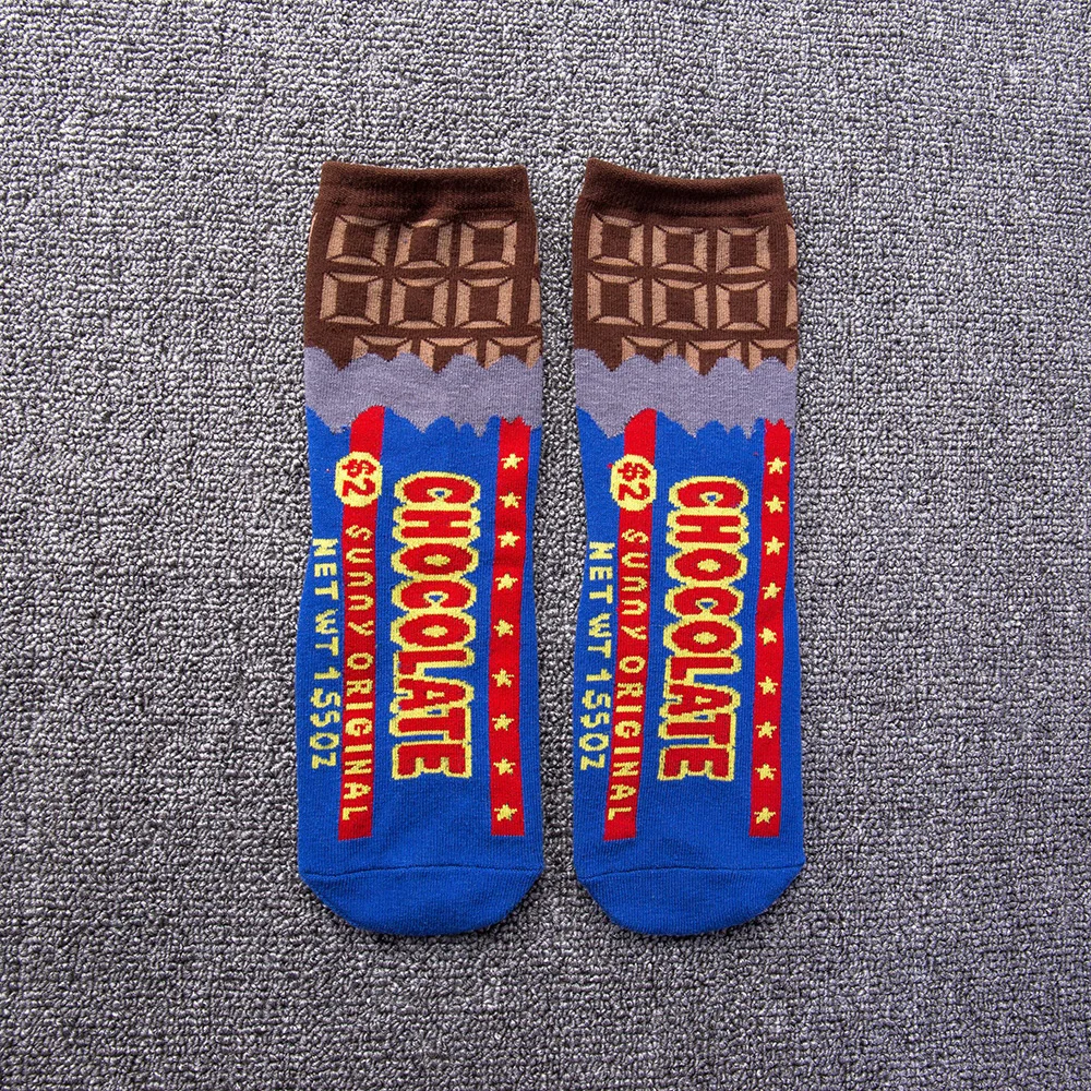 As shown Men and women food fruit print pattern socks avocado McDonald's cookies funny personality fashion print ladies socks lovers - Цвет: As shown