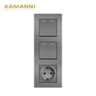 Настенная розетка KAMANNI с выключателем, выключатель света, розетки и светильник ключатели света, 220 В переменного тока, три рамки, сделай сам